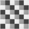 ProSource Foam Puzzle Floor Play Mat for Kids and Babies with Solid Colors, 36 or 16 Interlocking Tiles with Borders, Black/Grey