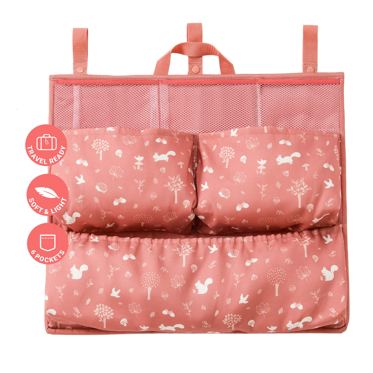 BabyToLove Crib & Caddy Organizer | Convenient Baby Essentials Organizer | Traveling with Baby | Pink Forest