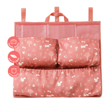 BabyToLove Crib & Caddy Organizer | Convenient Baby Essentials Organizer | Traveling with Baby | Pink Forest