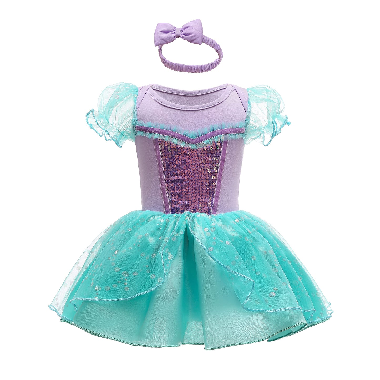 Dressy Daisy Infant Baby Girl Princess Mermaid Romper Costumes Onesie Dress Bodysuit With Headband Halloween Birthday Party Fanc