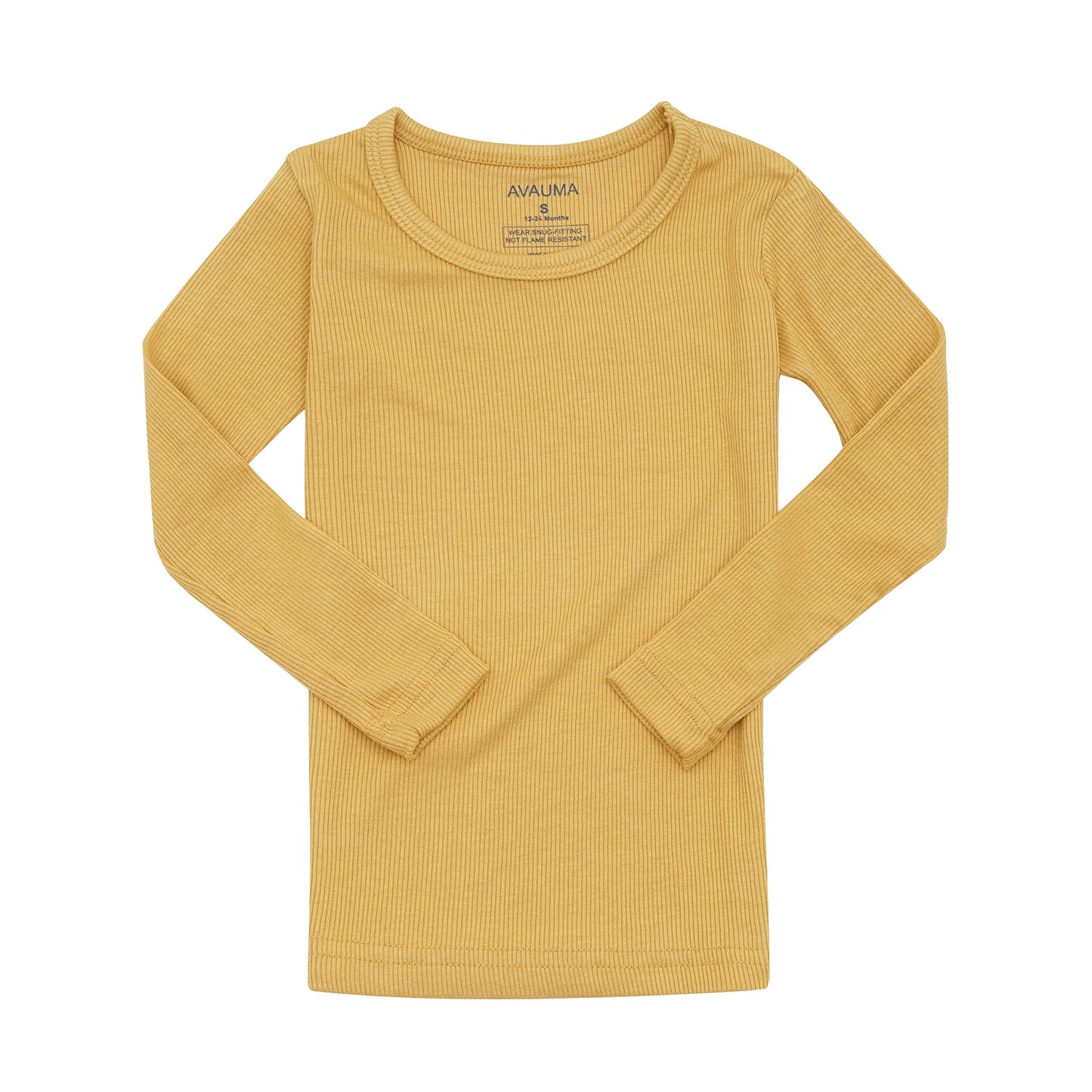 Avauma Baby Boys Girls Pajama Set Kids Toddler Snug Fit Ribbed Rayon Sleepwear Pjs For Daily Life Style (Xl/Mustard Yellow(L))