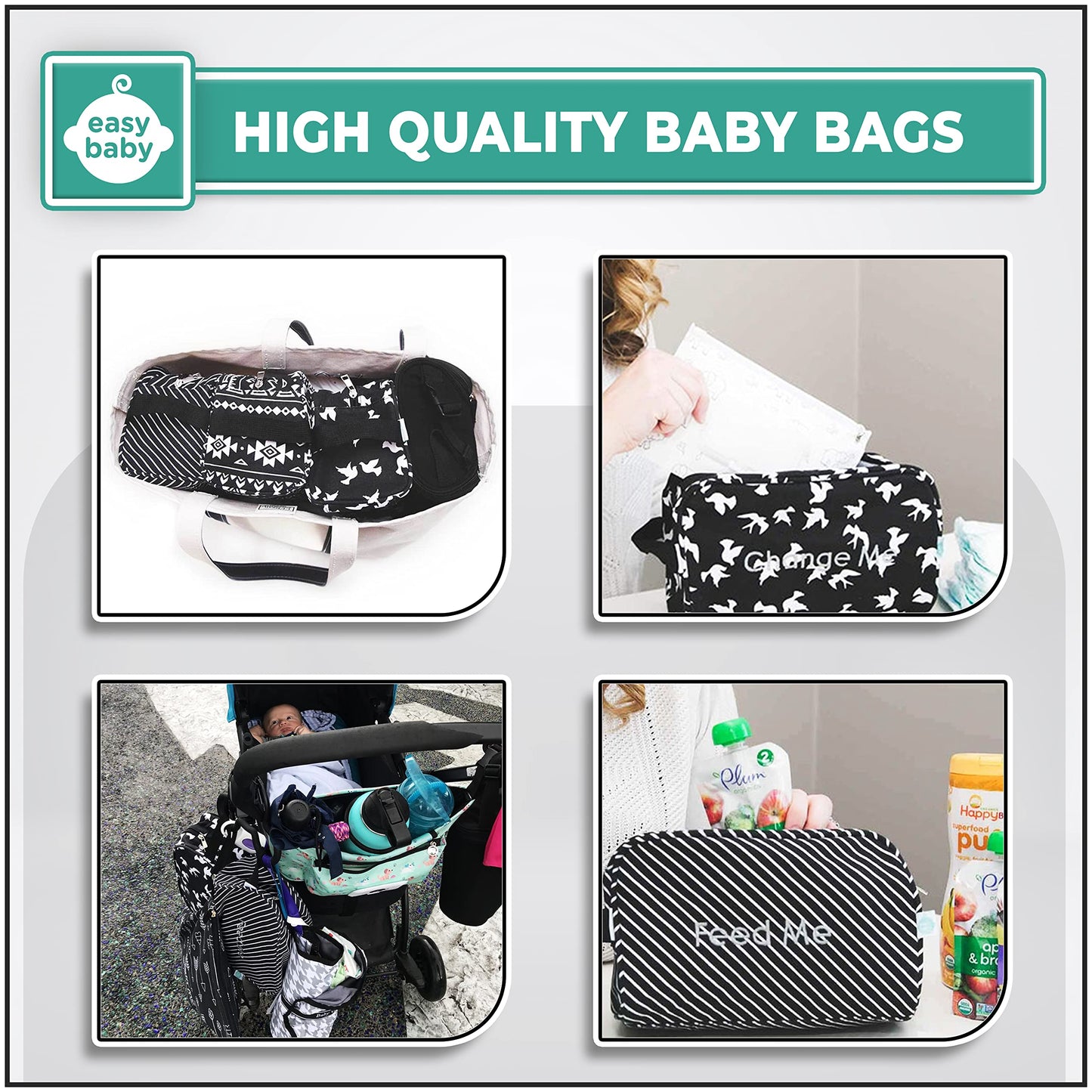 Easy Baby - Diaper, Bottle, And Supplies - Organizer Pouches And Changing Pad - Change, Feed, Dress, And Clean Me (8 Pack Brookl