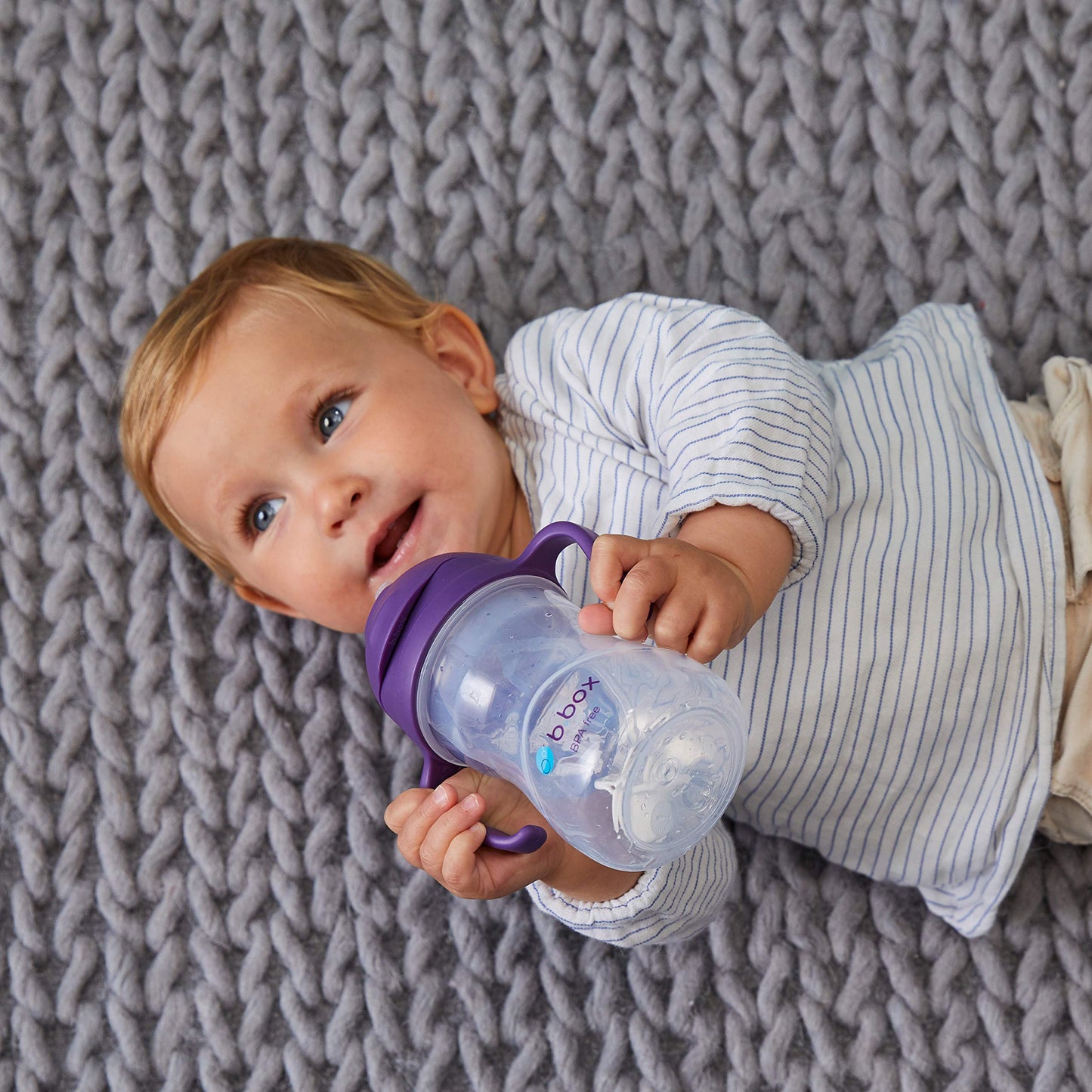 box Sippy Cup with Weighted Straw. Drink from any Angle, Leak Proof, Spill Proof, Easy Grip. BPA Free. For Babies 6m+ to Toddler