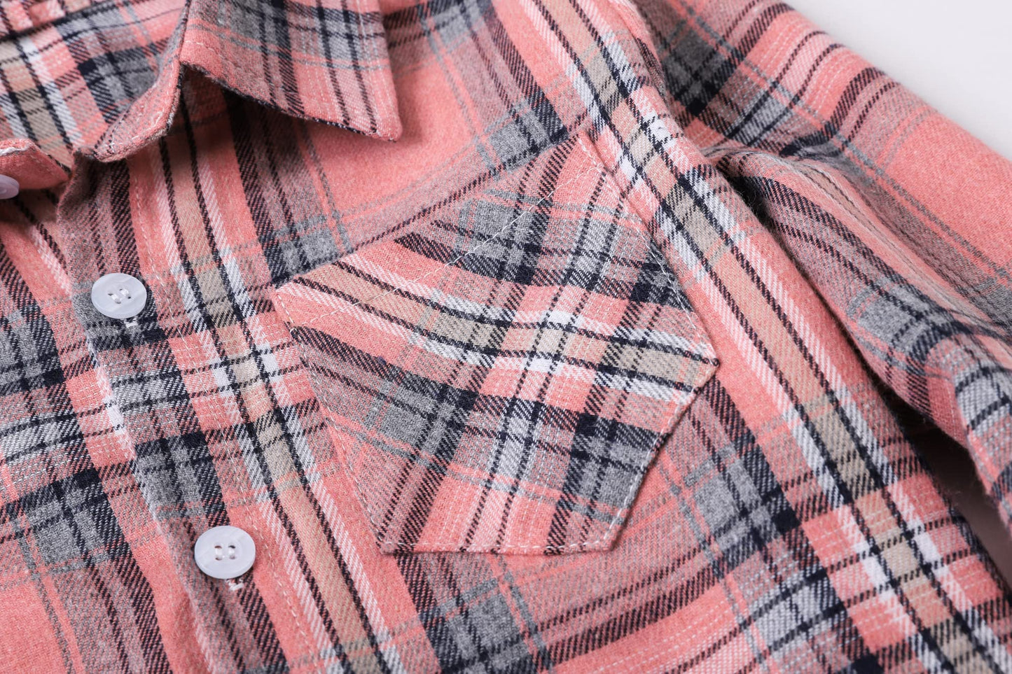 Sangtree Boys Long Sleeves Flannel Plaid Button Down Shirt Tops Pink Plaid, 12-18 Months = Tag 80