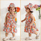 Baby Girl Dress Summer Outfits Baby Clothes For Girls 1 Year Old Boho Halter Sleeveless Dresses Orange Floral Sundress 12-18 Mon