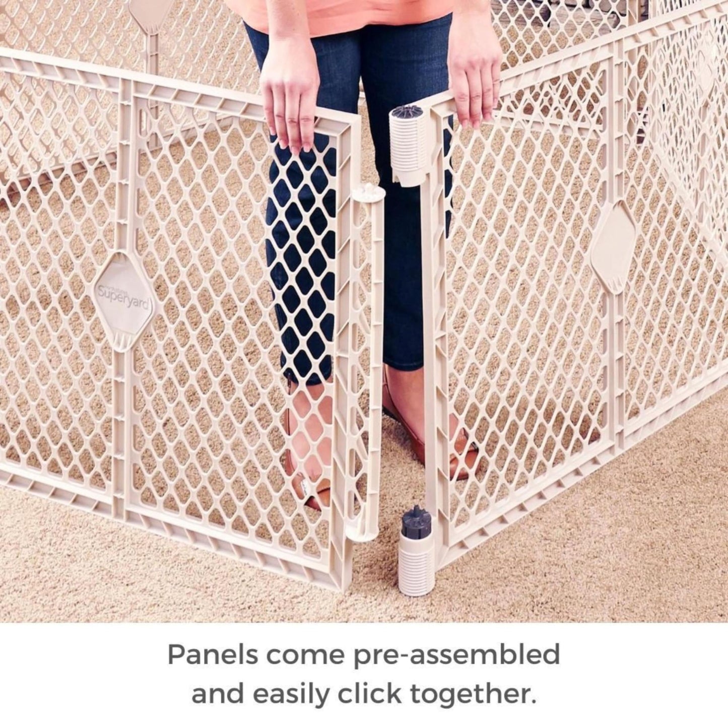 Toddleroo By North States Superyard 8 Panel Free Standing Play Yard, Indoor Or Outdoor Baby Playpen, Baby Gate. Made In Usa. 6.5