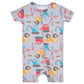 Gerber Unisex Baby Buttery Soft Short Sleeve Romper With Viscose Made From Eucalyptus, Construction, 0-3 Months