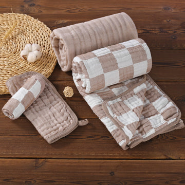 Hardnok 4-Piece Ultra Soft Muslin Baby Towel Set - Muslin & Bamboo Viscose Blend, Ideal For Bath & Beach, Suitable For Baby Girl
