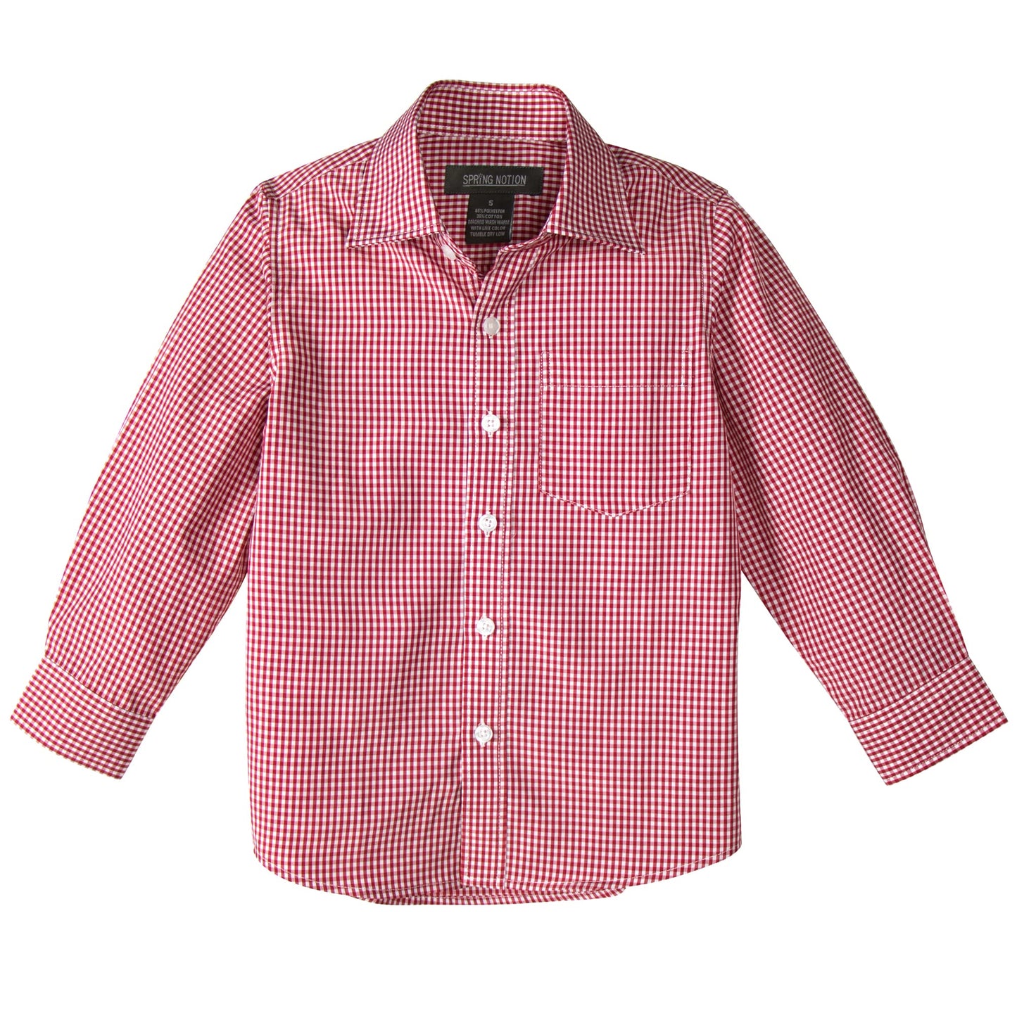 Spring Notion Baby Boys' Long Sleeve Gingham Shirt 18M Red