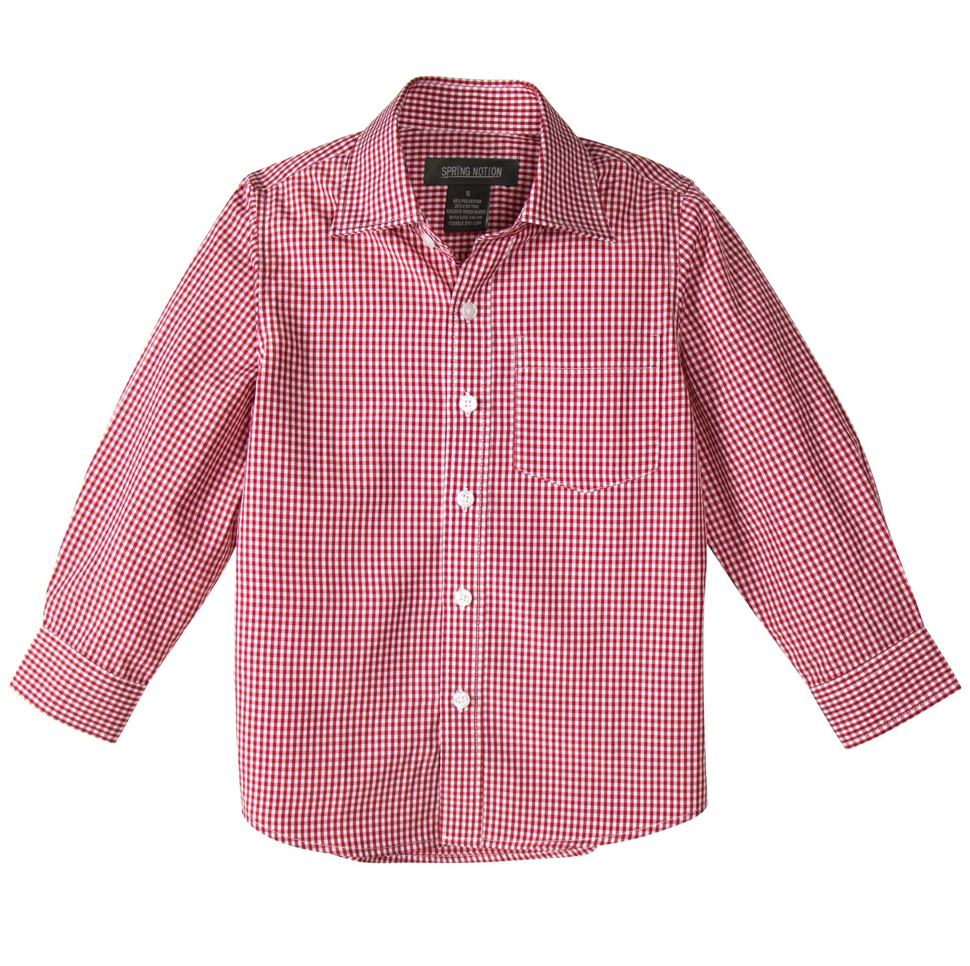 Spring Notion Baby Boys' Long Sleeve Gingham Shirt 18M Red
