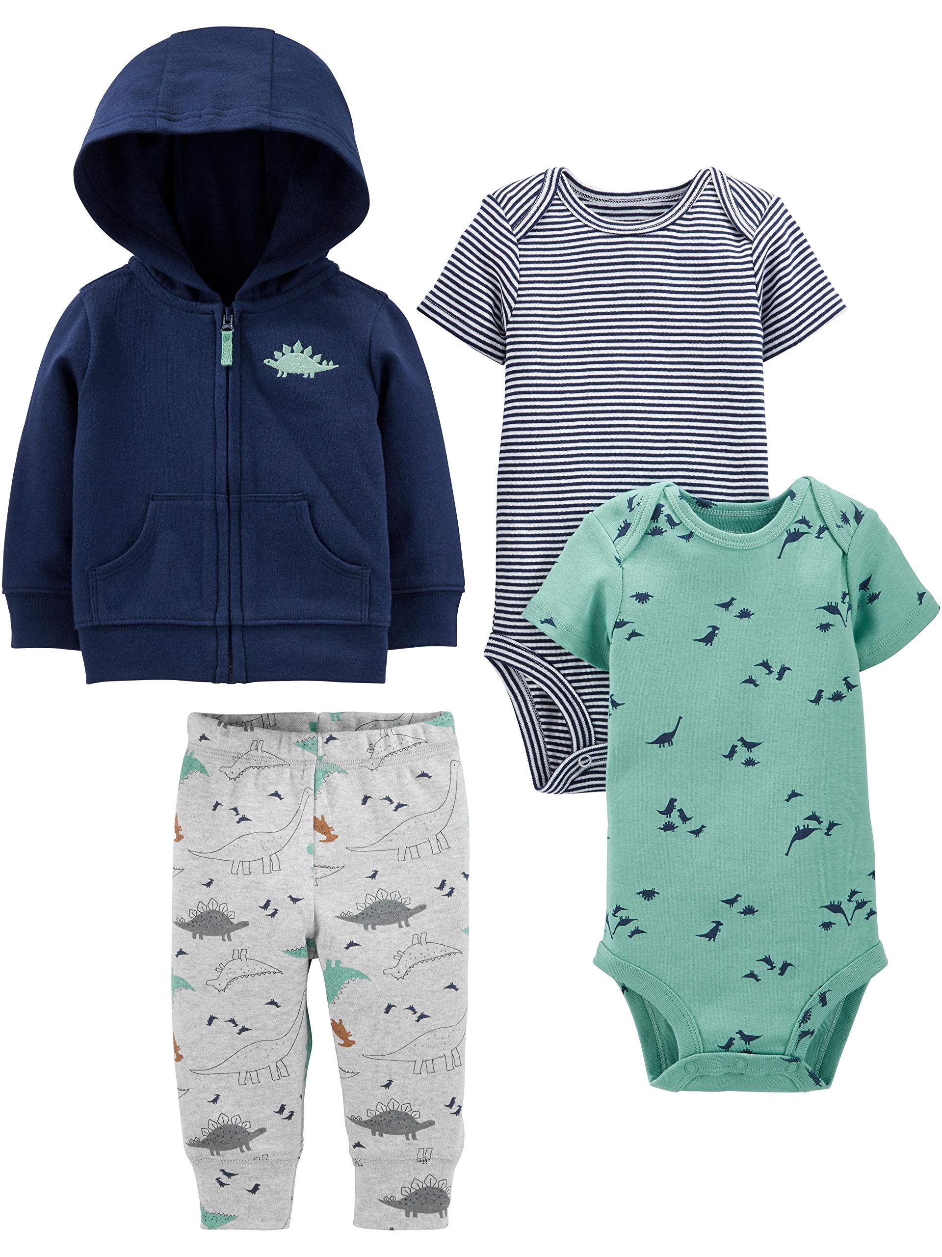 Simple Joys by Carters Boys 4-Piece Jacket, Pant, and Bodysuit Set, Navy Dino, 24 Months