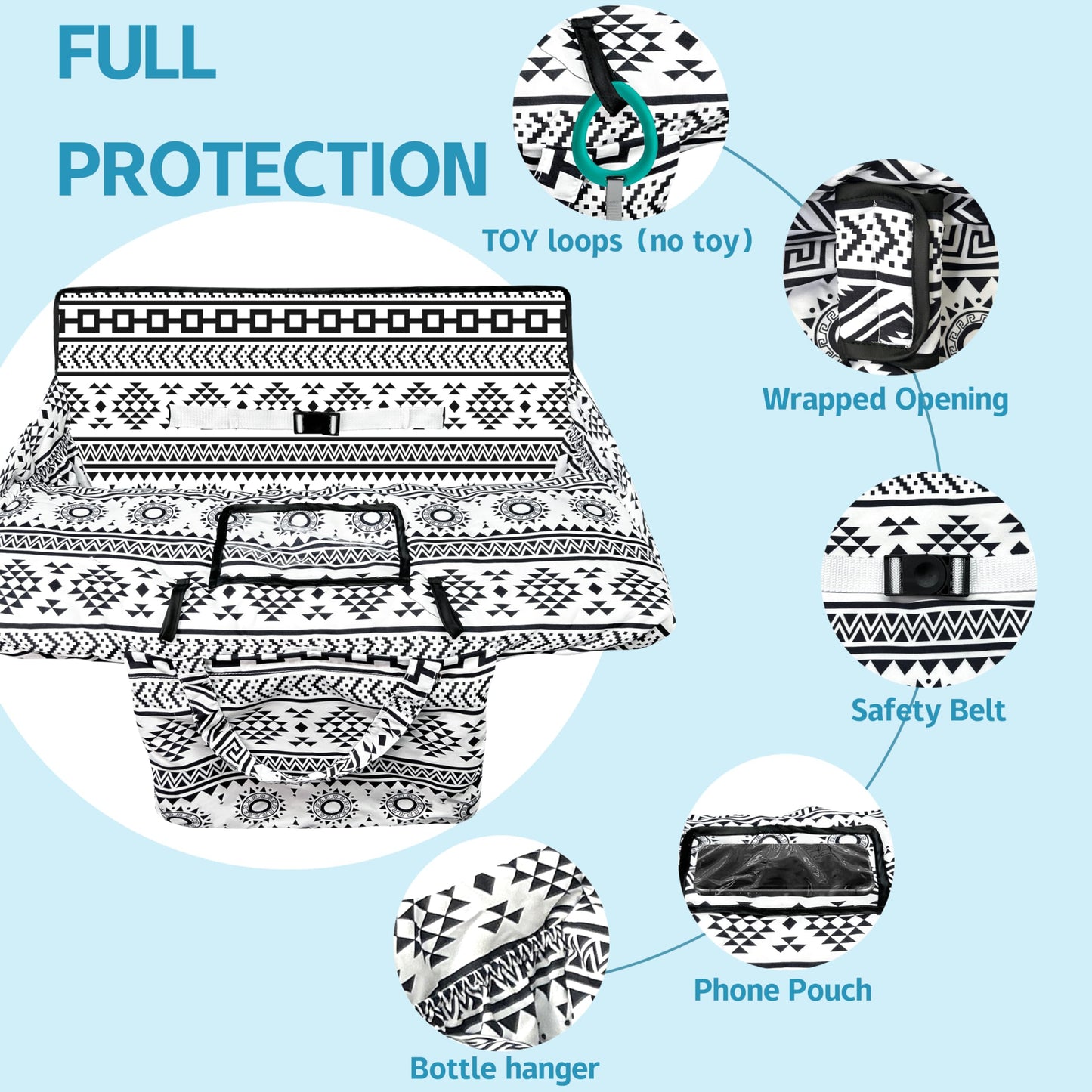 Shopping Cart Cover For Baby,2-In-1 High Chair Cover Soft,Portable, And Machine Washable,Comfortable Cotton Seat Pad With Safety