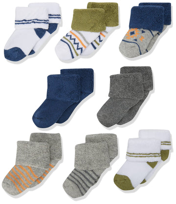Luvable Friends Baby Boys Newborn And Terry Socks, Aztec, 6-12 Months Us