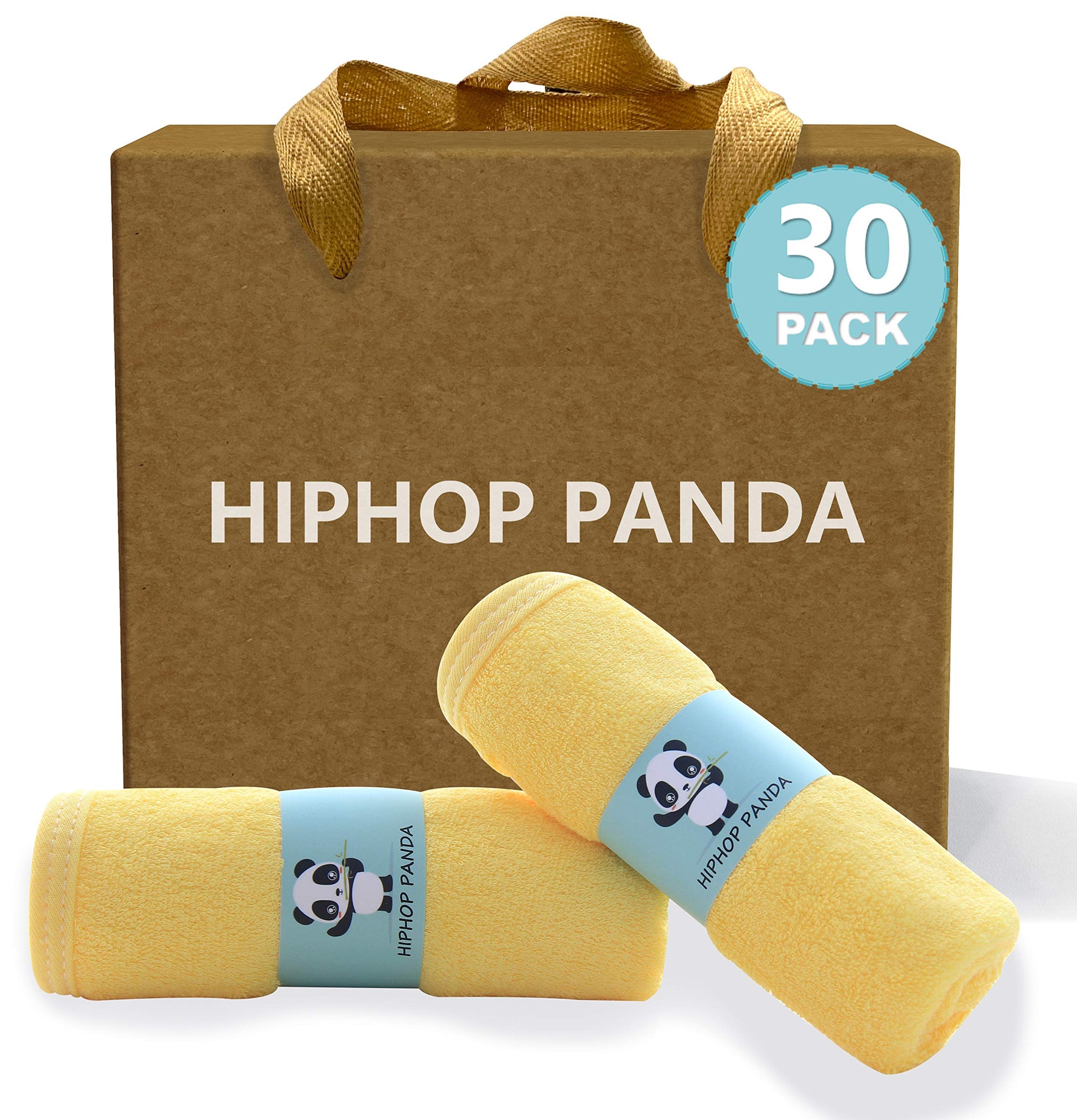 Hiphop Panda Baby Washcloths, Rayon Made From Bamboo - 2 Layer Ultra Soft Absorbent Newborn Bath Face Towel - Reusable Baby Wipe