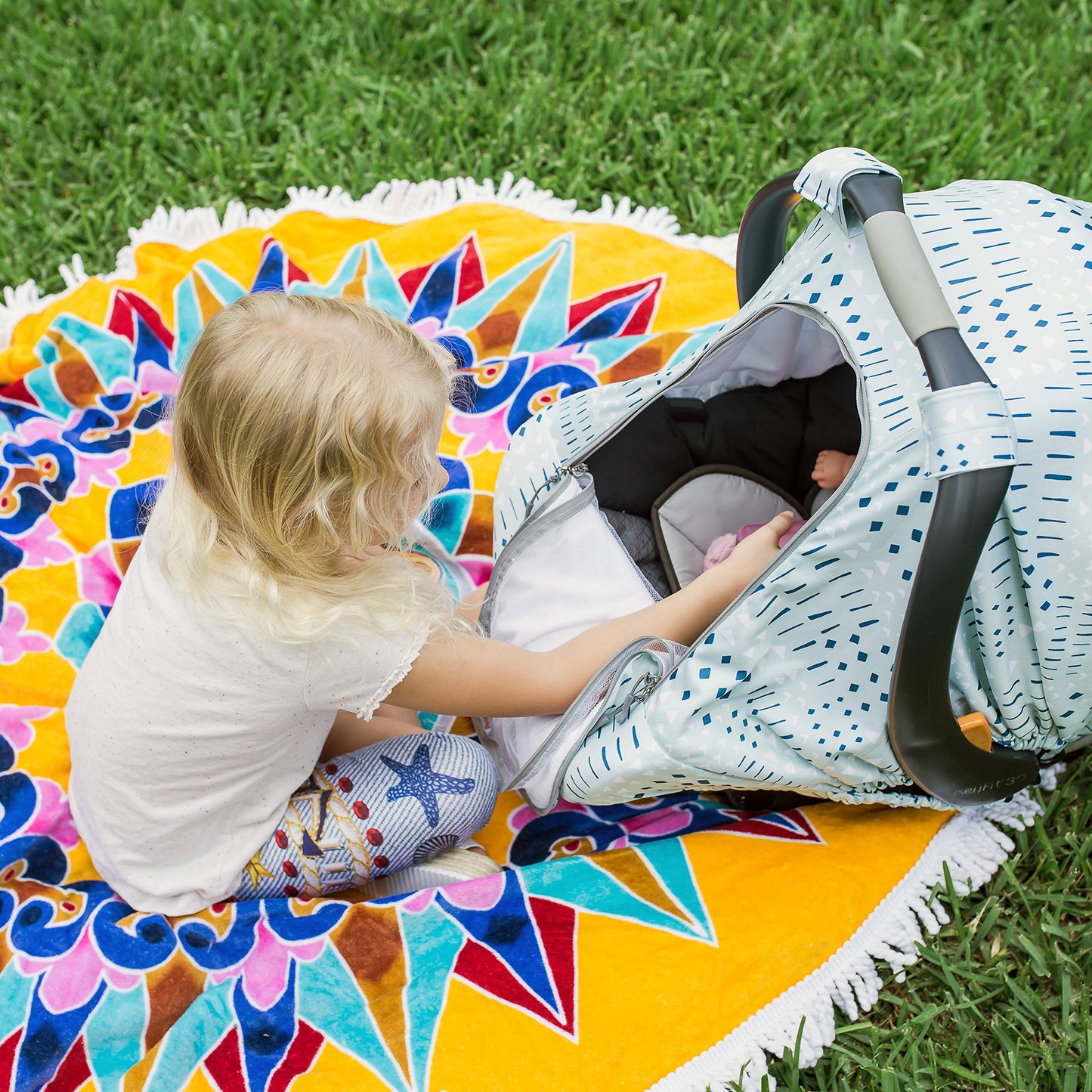 Bristin Baby Car Seat Canopy Stroller Covers for Infant Boy and Girl Babies Stretchy and Kick Proof with Net Multi Use Soft and