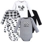 Hudson Baby Unisex Baby Cotton Long-Sleeve Bodysuits Baby Bear Gray Black 5-Pack, 0-3 Months