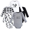 Hudson Baby Baby Girls Cotton Long-Sleeve Bodysuits And Toddler T Shirt Set, Bear Gray Black 5-Pack, 6-9 Months Us