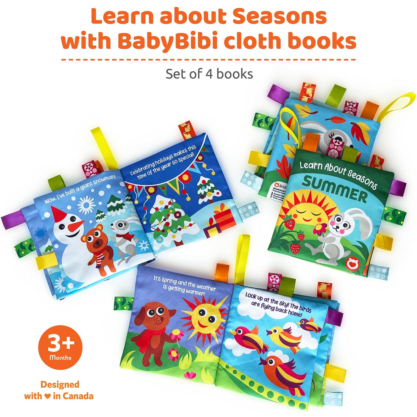 Cloth Books for Babies - Learn About Seasons, Playful Illustrations, Crinkle Pages & Cute Characters - for Babies 24 Months Old(