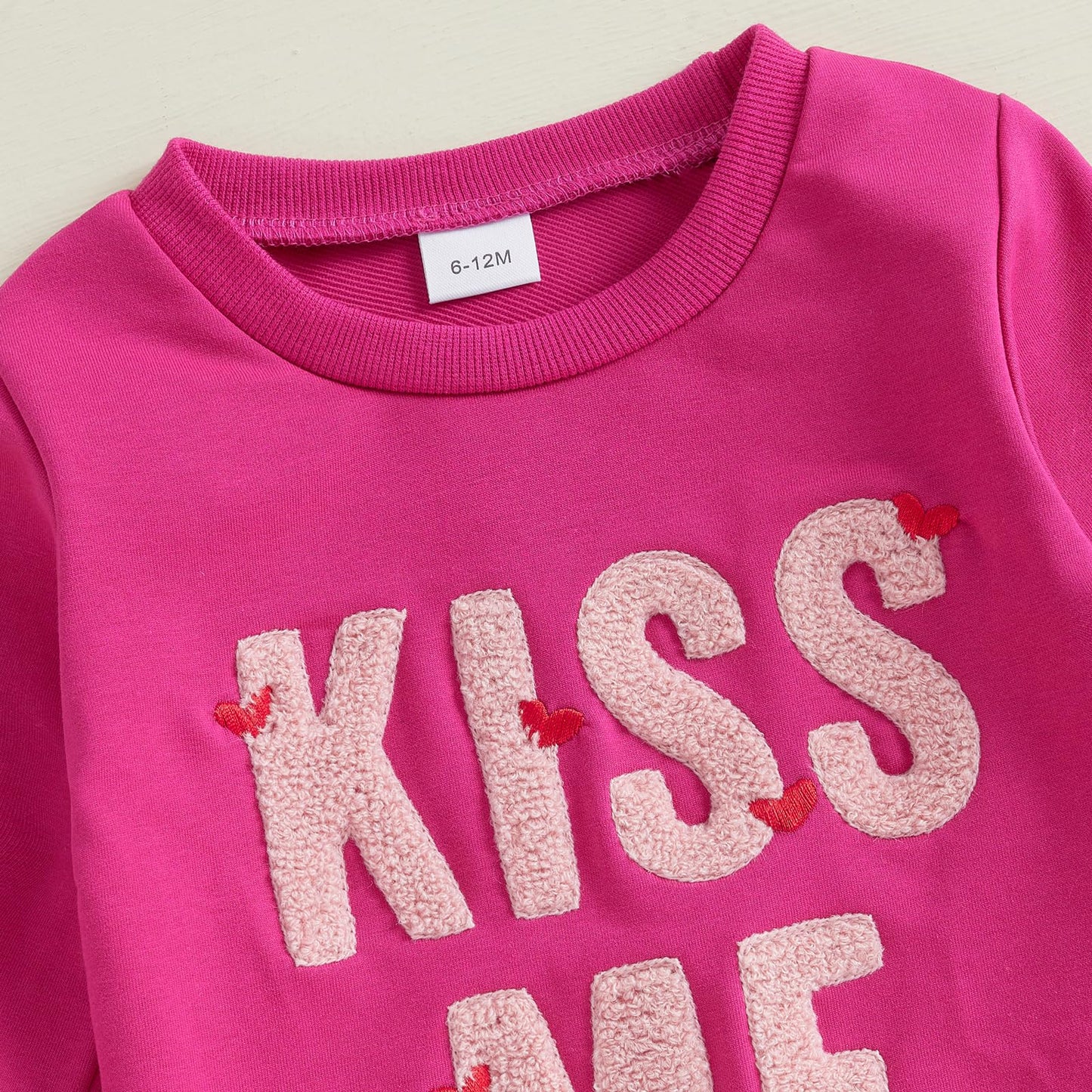 Iddolaka Toddler Baby Girls Valentines Day Outfits Long Sleeve Letter Sweatshirt Shirt Heart Flared Pants Spring Clothes (J-Viol