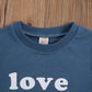 Toddler Boy Girl Valentines Day Outfit Love You More Letter Crewneck Sweatshirt Little Kids Long Sleeve Sweater Tops (Blue, 2-3T