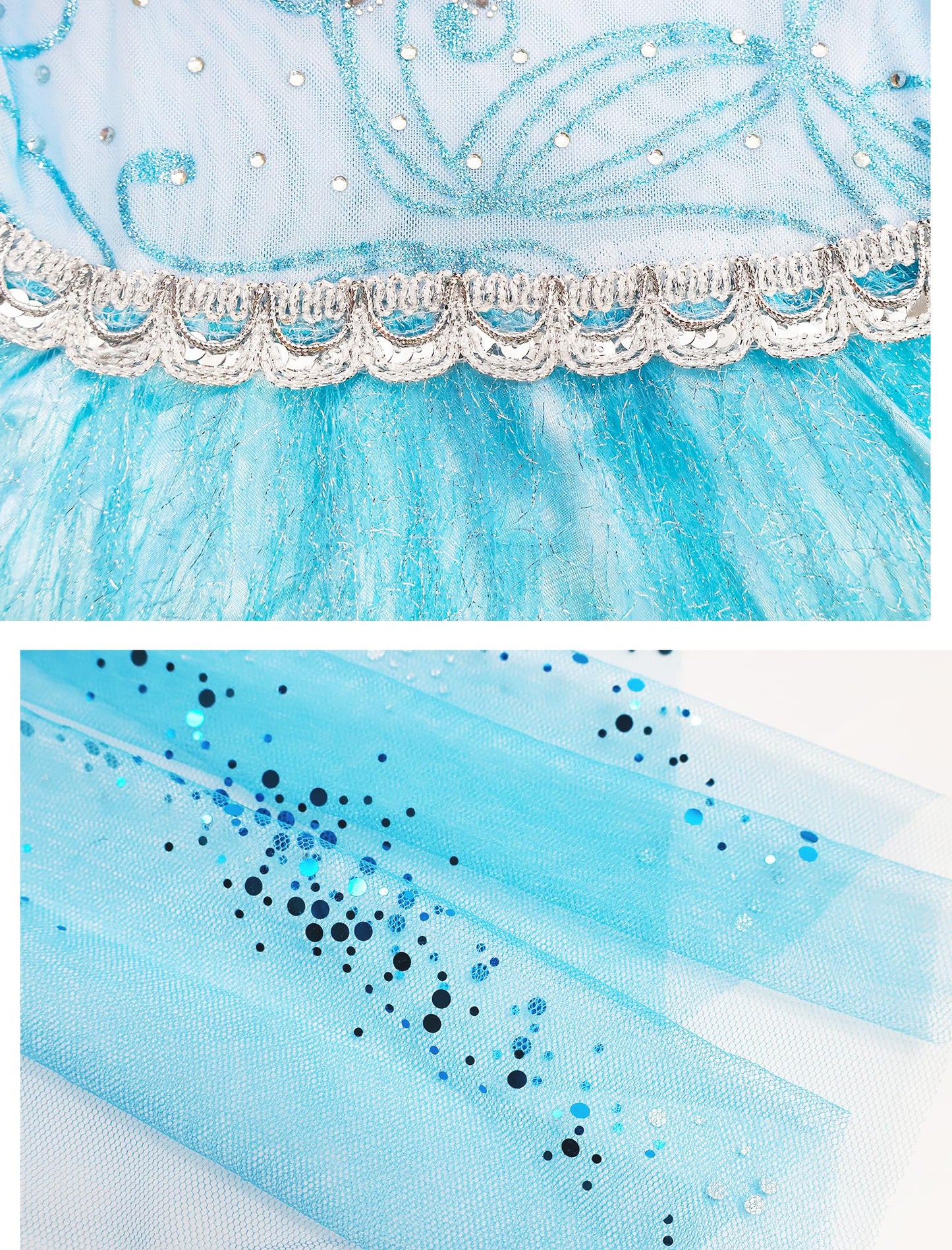 Esvaiy Girls Princess Elsa Dress Costume - Halloween Birthday Party Dress Up For Toddler Girl Kids 2T 3T 4T 5T 6T 7T 8T (4-5 Yea