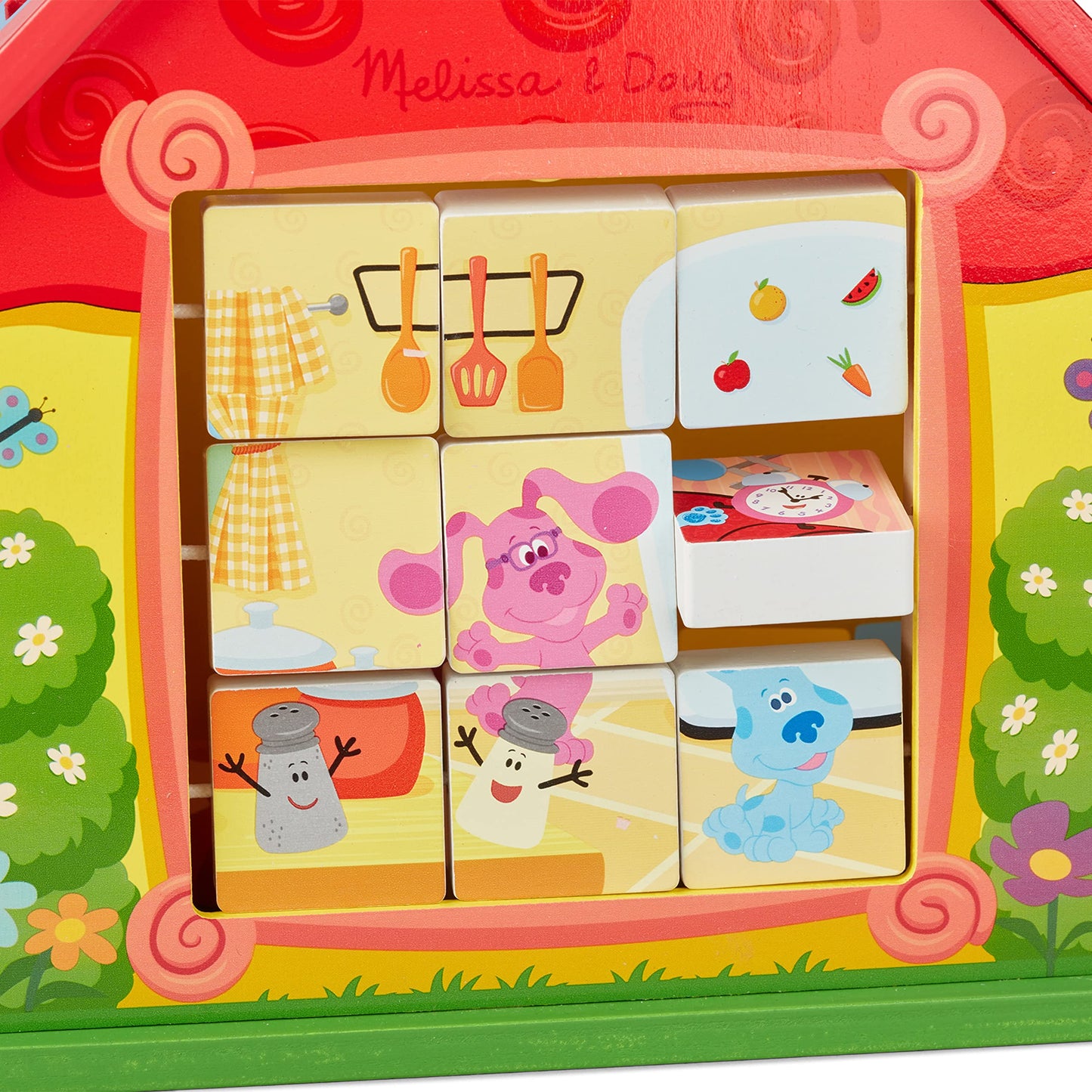 Melissa & Doug Blues Clues & You! Wooden Take-Along House Shape Sorter Activity Play Set (8 Pieces)