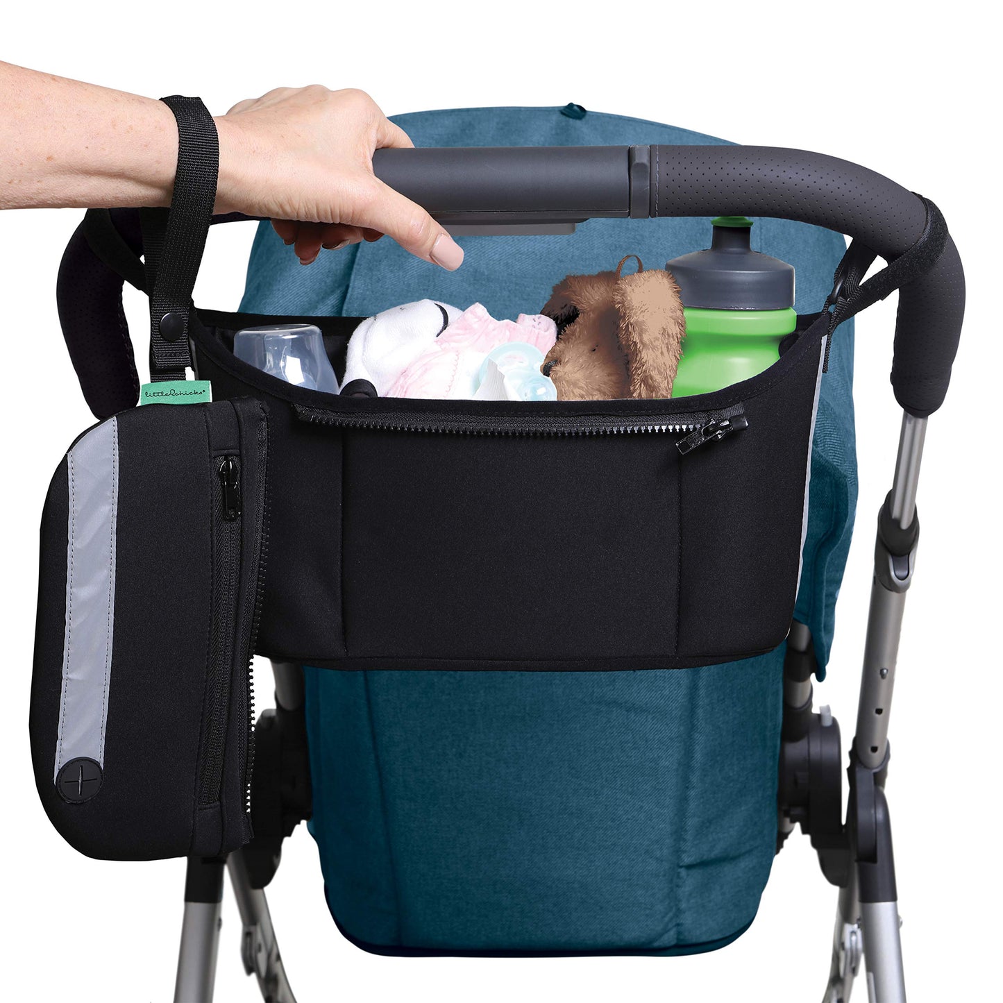 Little Chicks Universal Stroller Organizer Bag, Detachable Wristlet & Reflective Panel - Model Ck098