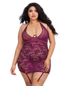 Dreamgirl Women'S Plus Garter Slip, Mulberry, One Size Queen