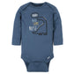 Gerber Baby Boys' 6-Pack Long-Sleeve Onesies Bodysuit, Dinosaur Blue, 12 Months