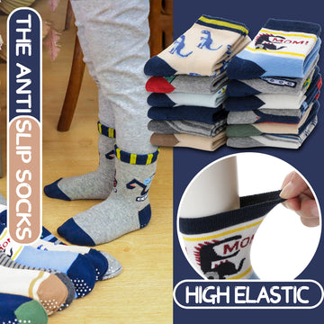 Antsang Baby Boys Grips Socks Kids Toddlers Infants Non Slip/Anti Skid Crew Cotton Socks 12 Pairs (Boy'S-Dinosaur(12 Pairs),1-3