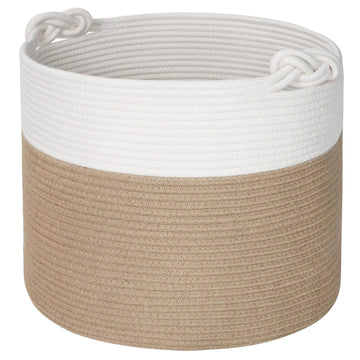 Mintwood Design 15 X 14.2 Inches Woven Cotton Rope Storage Basket, Stuffed Toy Basket Bin, Laundry Basket Hamper, Nursery Basket