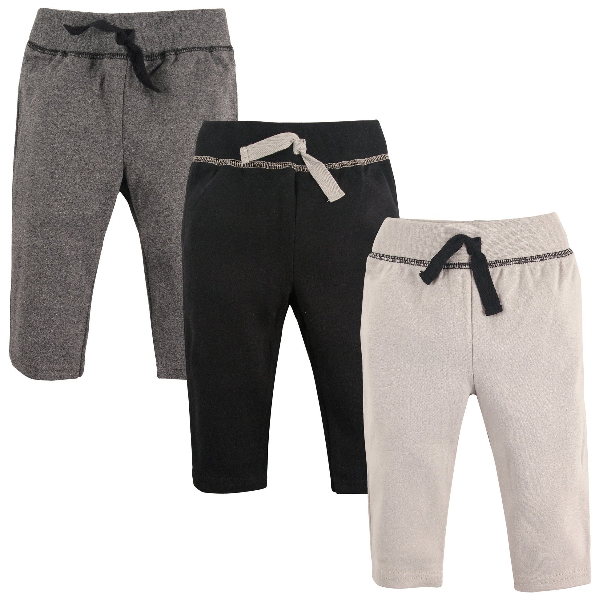 Hudson Baby Unisex Baby Cotton Pants and Leggings Black Gray, 3-6 Months
