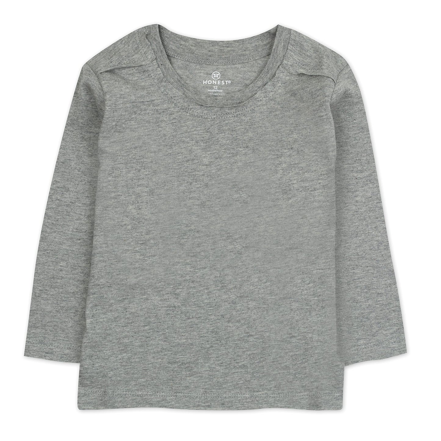 Honestbaby Baby Girls Organic Cotton Long Sleeve Tshirts Multi Pack Infant And Toddler Shirts, Gray Ombre, 0-3 Months Us