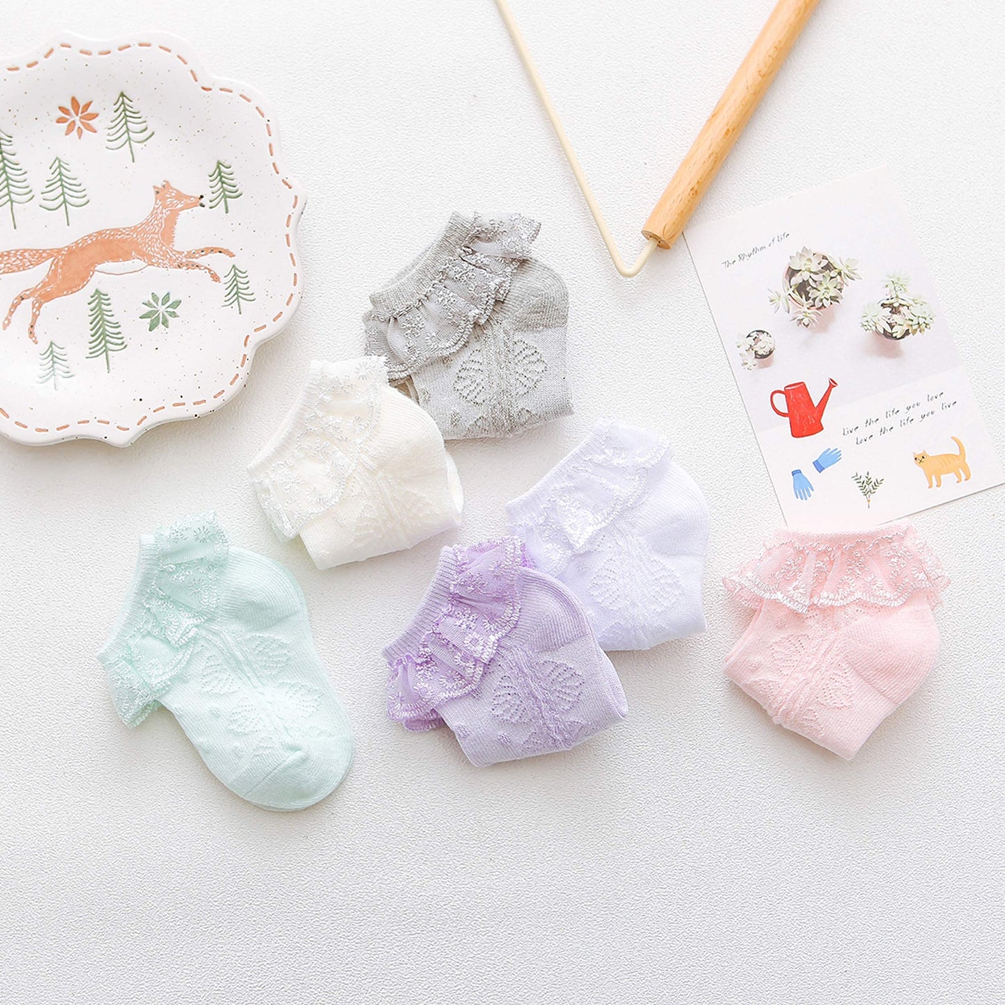 Durio Newborn Socks Girl White Baby Socks Super Soft Newborn Girl Socks Lace Ruffle Socks Baby Girl Socks Newborn B White & Whit