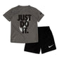 Nike Boys Dri-Fit T-Shirt & Shorts 2 Piece Set (Black(66F026-023)/White/Grey, 7)