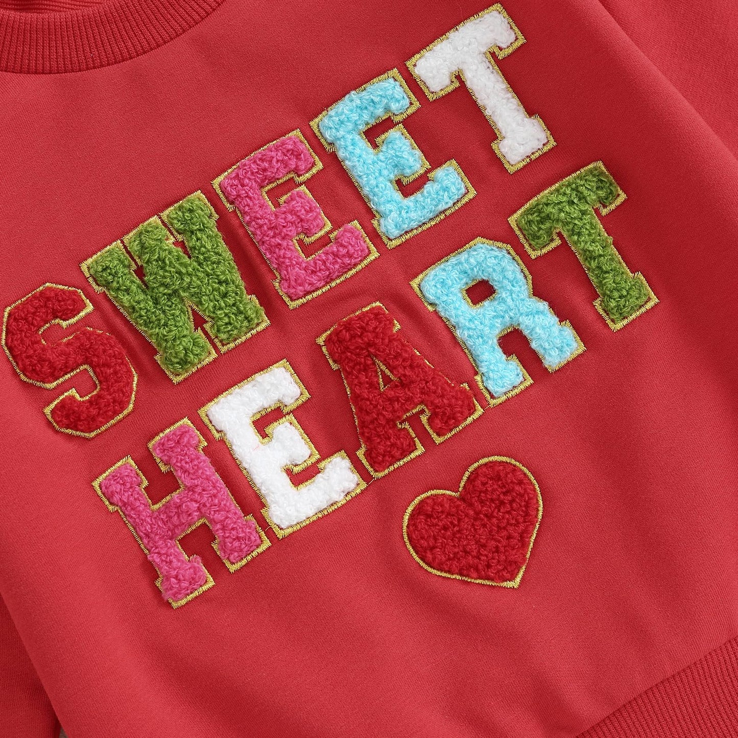 Fiomva Baby Girl Boy Valentines Day Outfit Letter Embroidery Pullover Crewneck Sweatshirt Valentines Sweater Spring Clothes(Swee