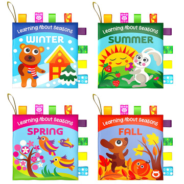 Cloth Books for Babies - Learn About Seasons, Playful Illustrations, Crinkle Pages & Cute Characters - for Babies 24 Months Old(