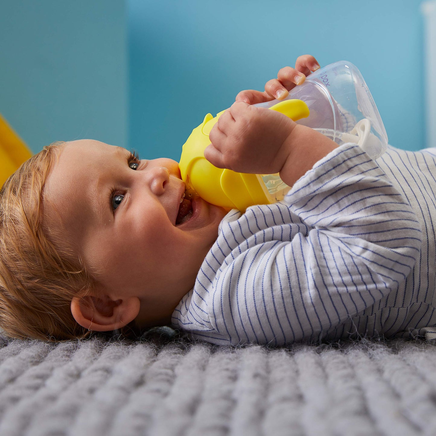 box Sippy Cup with Weighted Straw. Drink from any Angle, Leak Proof, Spill Proof, Easy Grip. BPA Free. For Babies 6m+ to Toddler