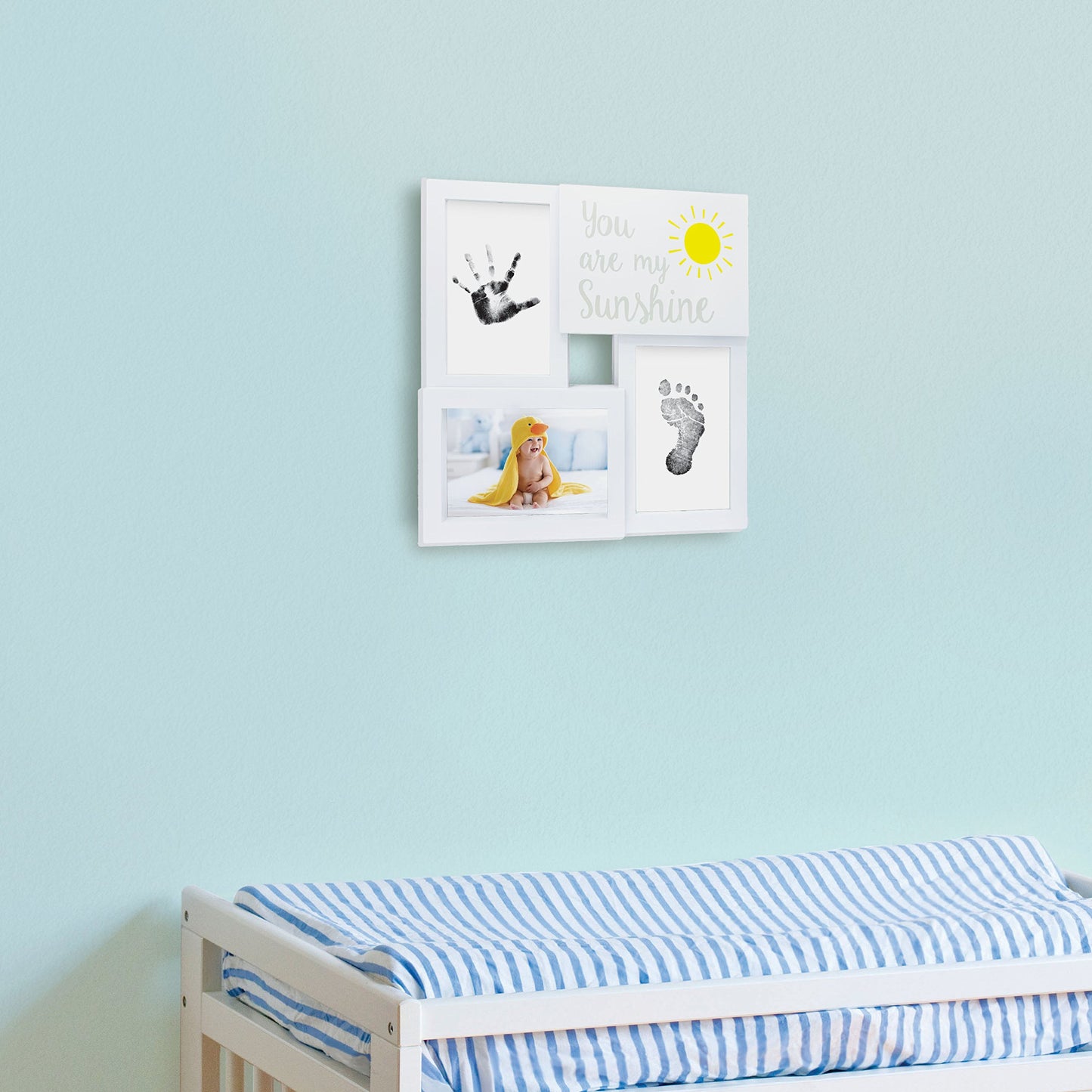 Tiny Ideas Baby Prints Collage Keepsake Frame With Included Ink Pad, Newborn Handprint And Footprint Maker, Baby Picture Frame,