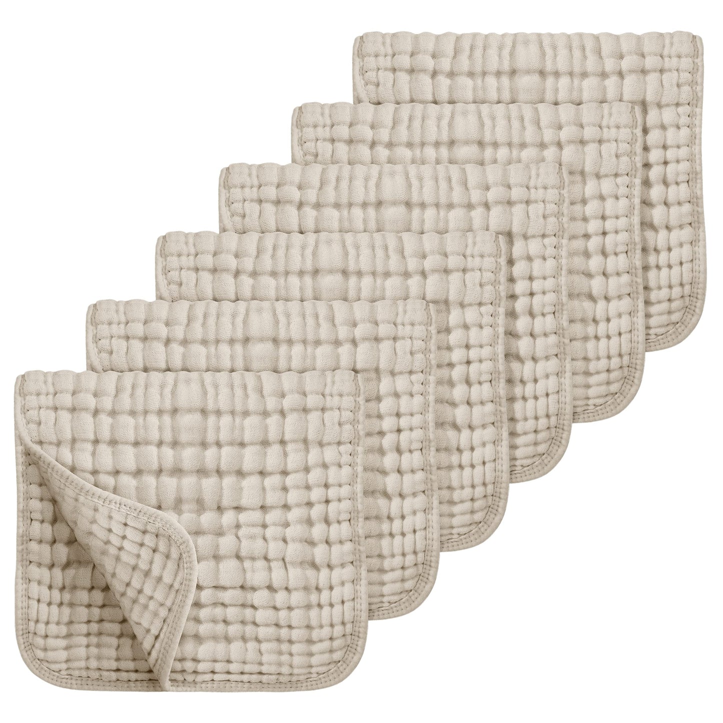 Looxii Muslin Burp Cloths 6 Pack - 20  x 10  - Ultra Soft & Absorbent, 6-Layer 100% Cotton for Spit Up & Drool- Gentle Neutral B