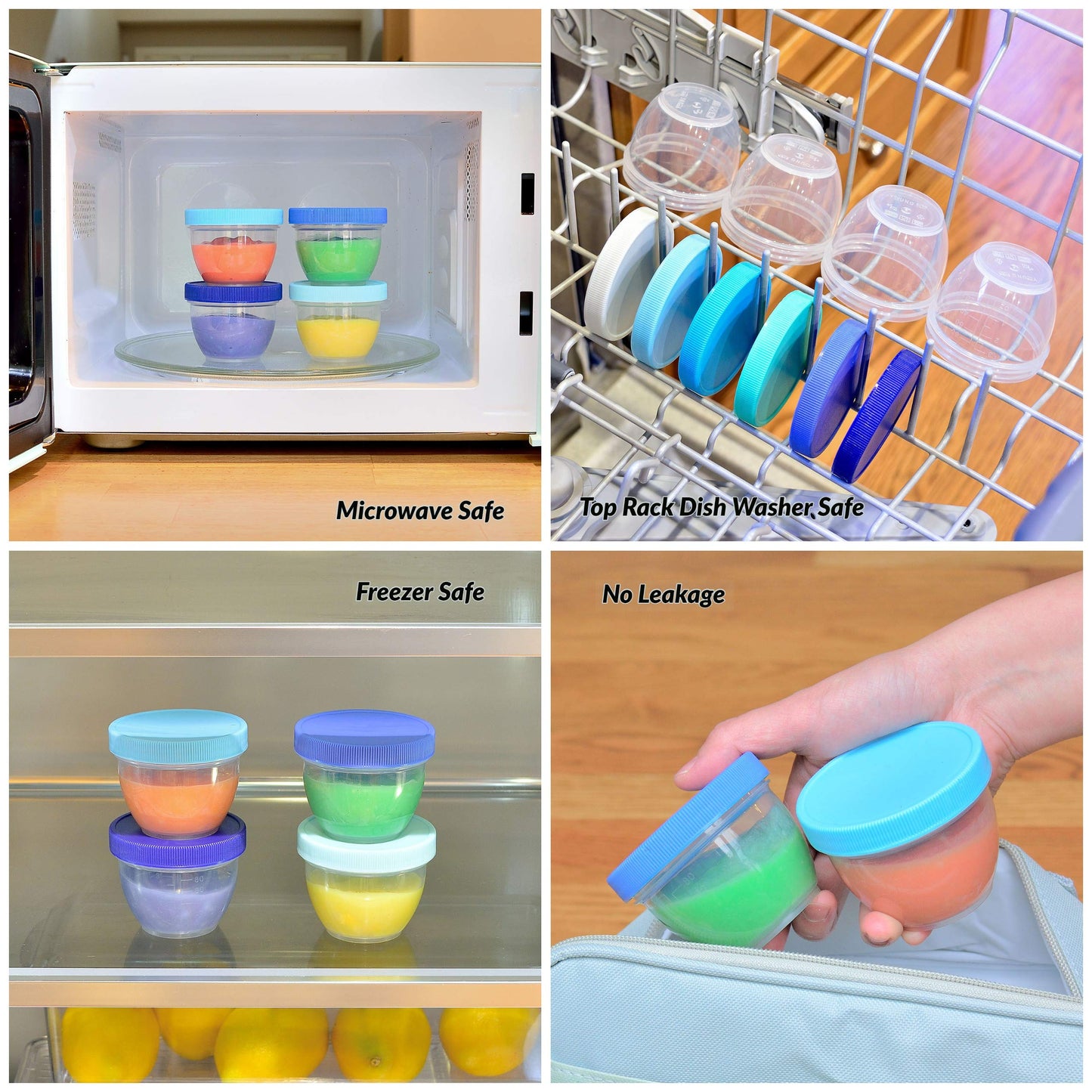 Youngever 18 Sets Baby Food Storage, 4 Ounce Baby Food Containers With Lids, 9 Coastal Colors, With Lids Labels