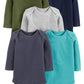 Simple Joys By Carter'S Baby Boys' 5-Pack Long-Sleeve Bodysuit, Blue/Grey Heather/Navy/Olive/Washed Navy, Preemie