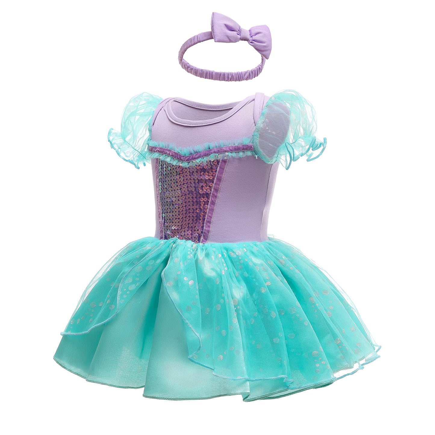 Dressy Daisy Infant Baby Girl Princess Mermaid Romper Costumes Onesie Dress Bodysuit With Headband Halloween Birthday Party Fanc