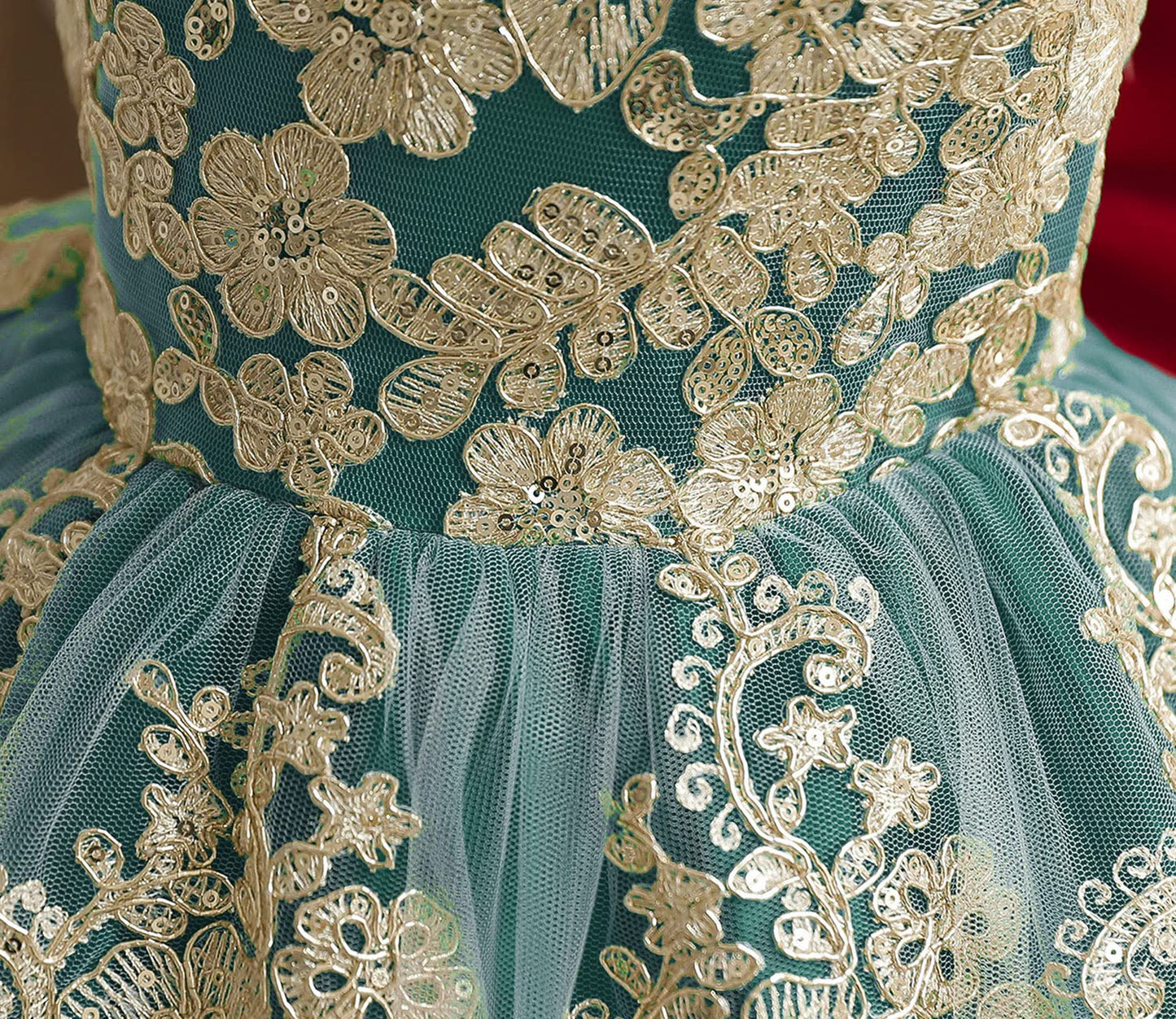 Nnjxd Baby Girl Dress Flower Embroidery Princess Tutu Pageant Party Gown 2006 Green Size(80) 6-12 Months