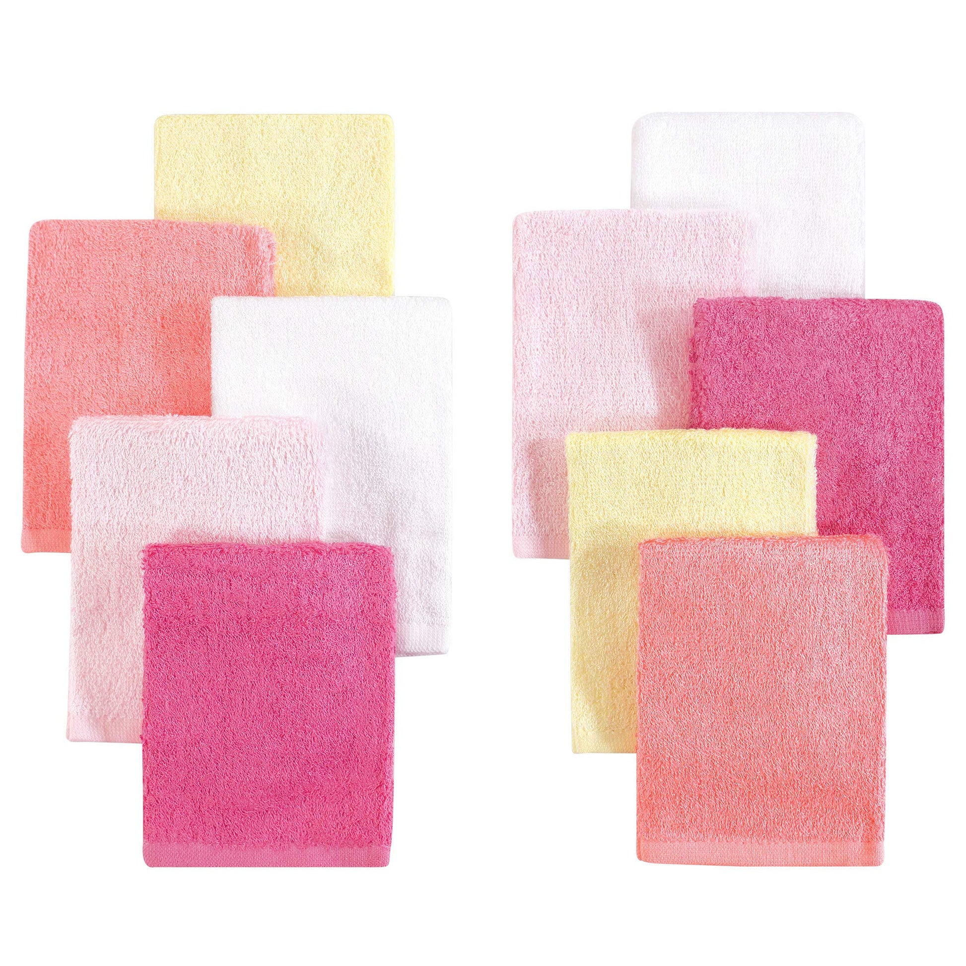Little Treasure Unisex Baby Rayon From Bamboo Luxurious Washcloths, Pink Yellow 10-Pack, One Size