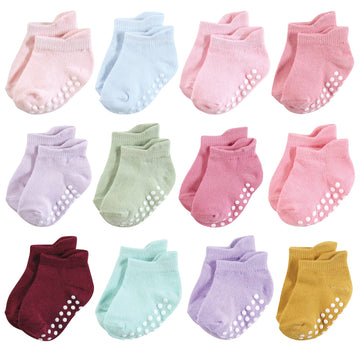 Hudson Baby Unisex Baby Non-Skid No-Show Socks, Multi Girl, 2-4T Us