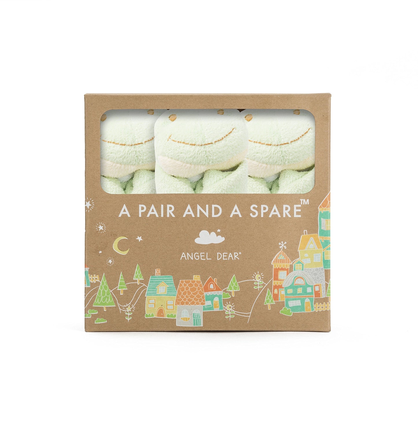 Angel Dear - Green Frog, Pair And A Spare Blankie Set, 3 Count (Pack Of 1)