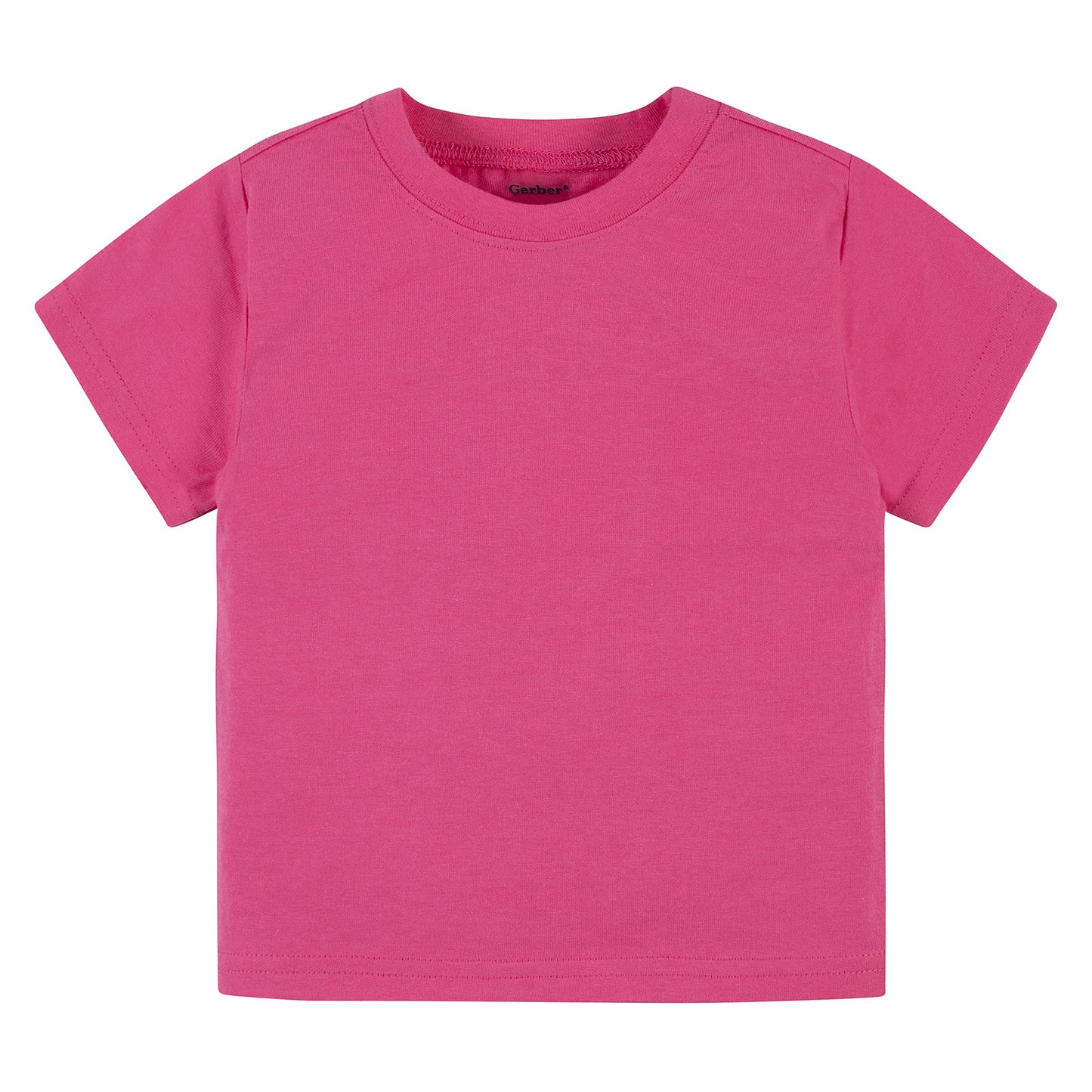 Gerber Baby Toddler 5-Pack Solid Short Sleeve T-Shirts Jersey 160 GSM, Hot Pink, 3T