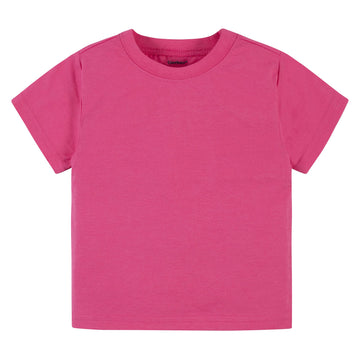 Gerber Baby Toddler 5-Pack Solid Short Sleeve T-Shirts Jersey 160 GSM, Hot Pink, 3T