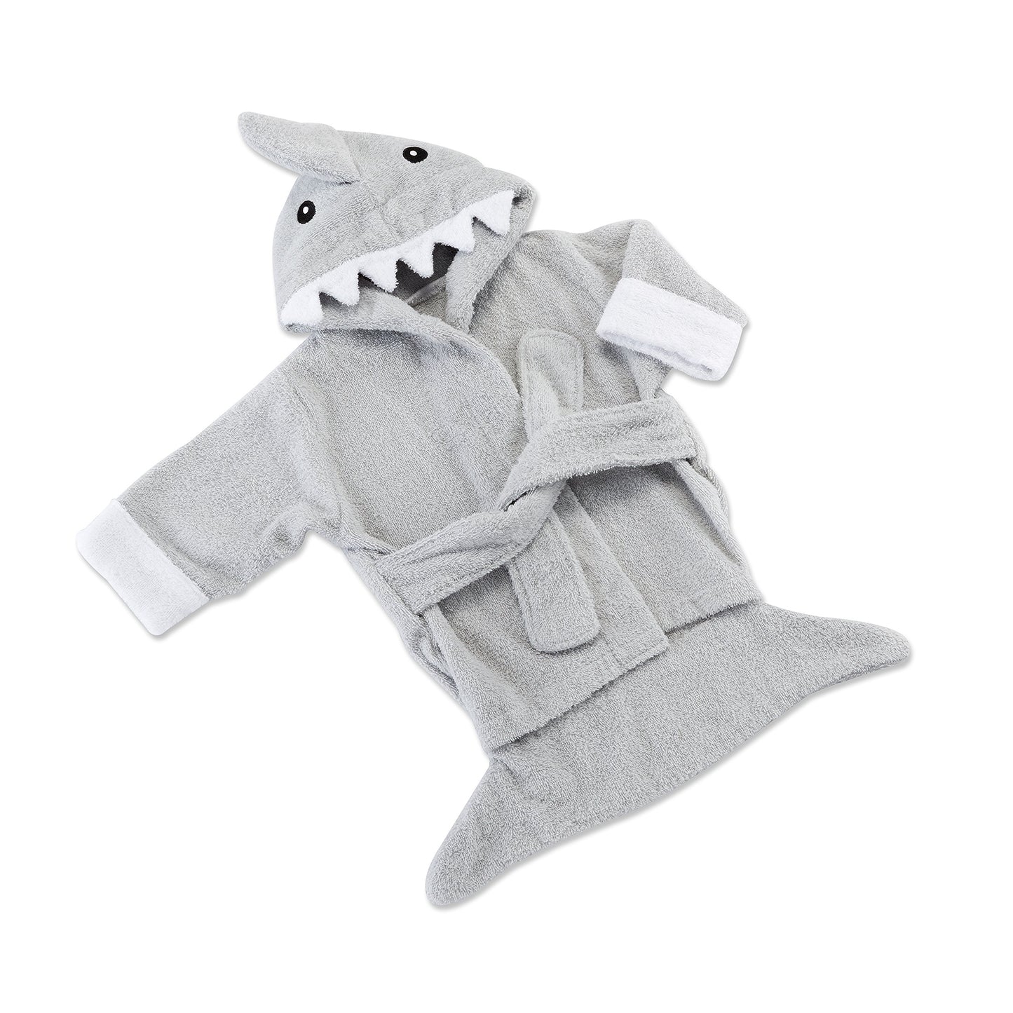 Baby Aspen Gray Baby Shark Hooded Towel Robe,Let The Fin Begin Baby Shower Gifts 0-9 Months, Baby Bath Towel/Spa Robe